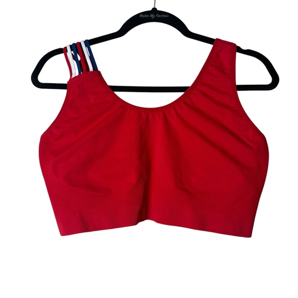 Cacique Other - Cacique Sports Bralette Plus Size 22/24 Red Americana Strappy Shoulder U-Back